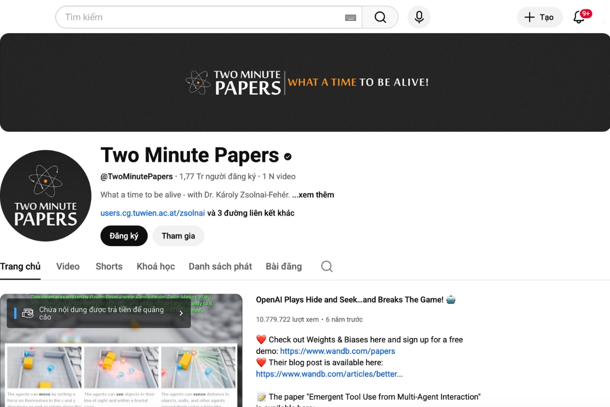 Two Minute Papers - Cập nhật nghiên cứu AI mới nhất một cách dễ hiểu